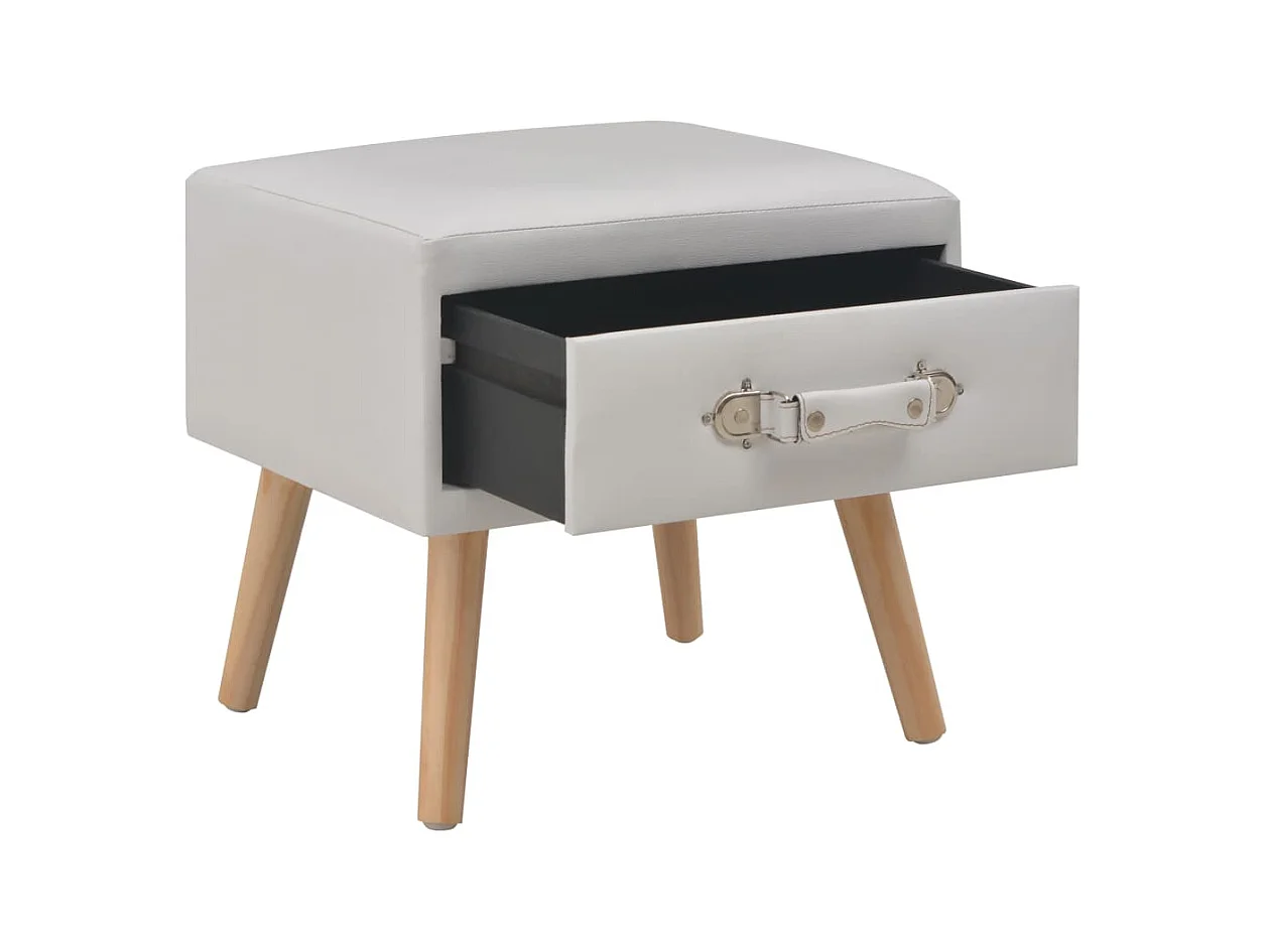 Table de chevet Blanc 40x35x40 cm Similicuir