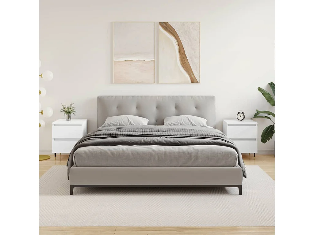 Tables de chevet 2 pcs blanc brillant 40x35x50 cm