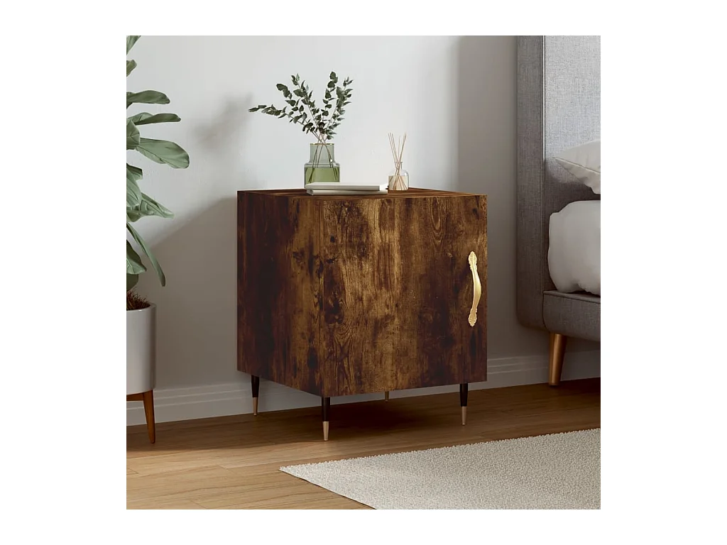 Table de chevet chêne fumé 40x40x50 cm bois d'ingénierie