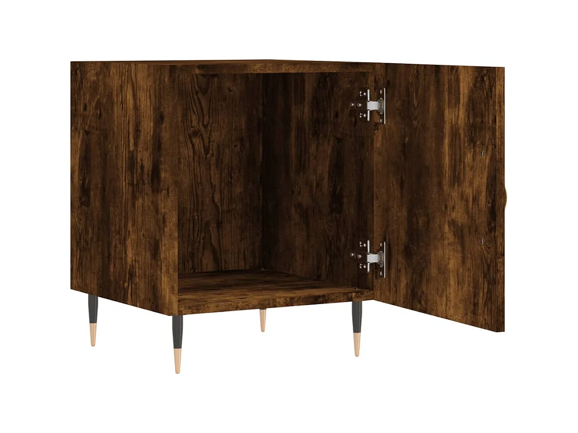 Table de chevet chêne fumé 40x40x50 cm bois d'ingénierie