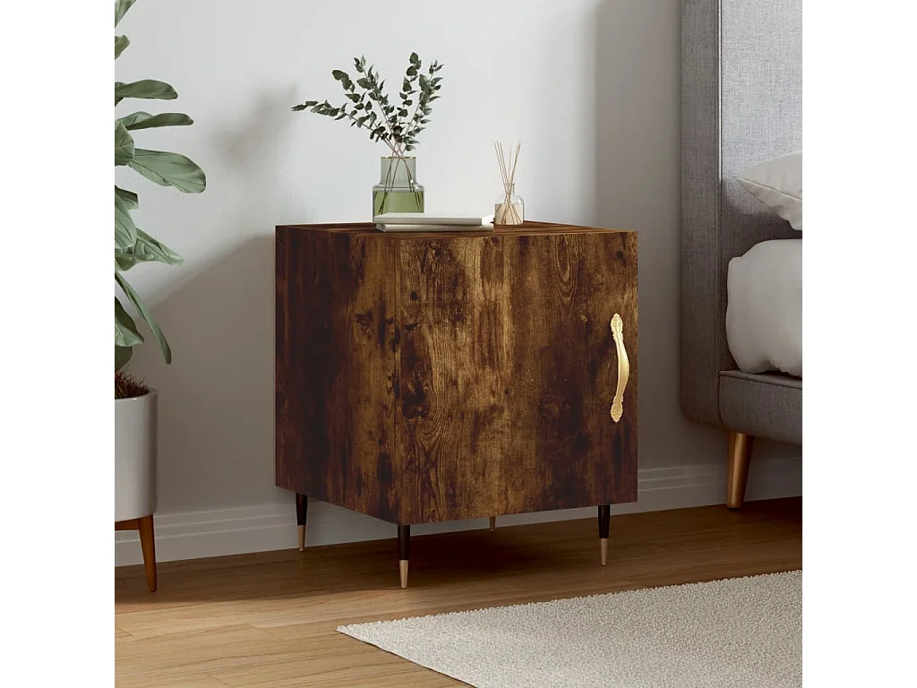 Nachtkastje van gerookt eikenhout 40x40x50 cm samengesteld hout