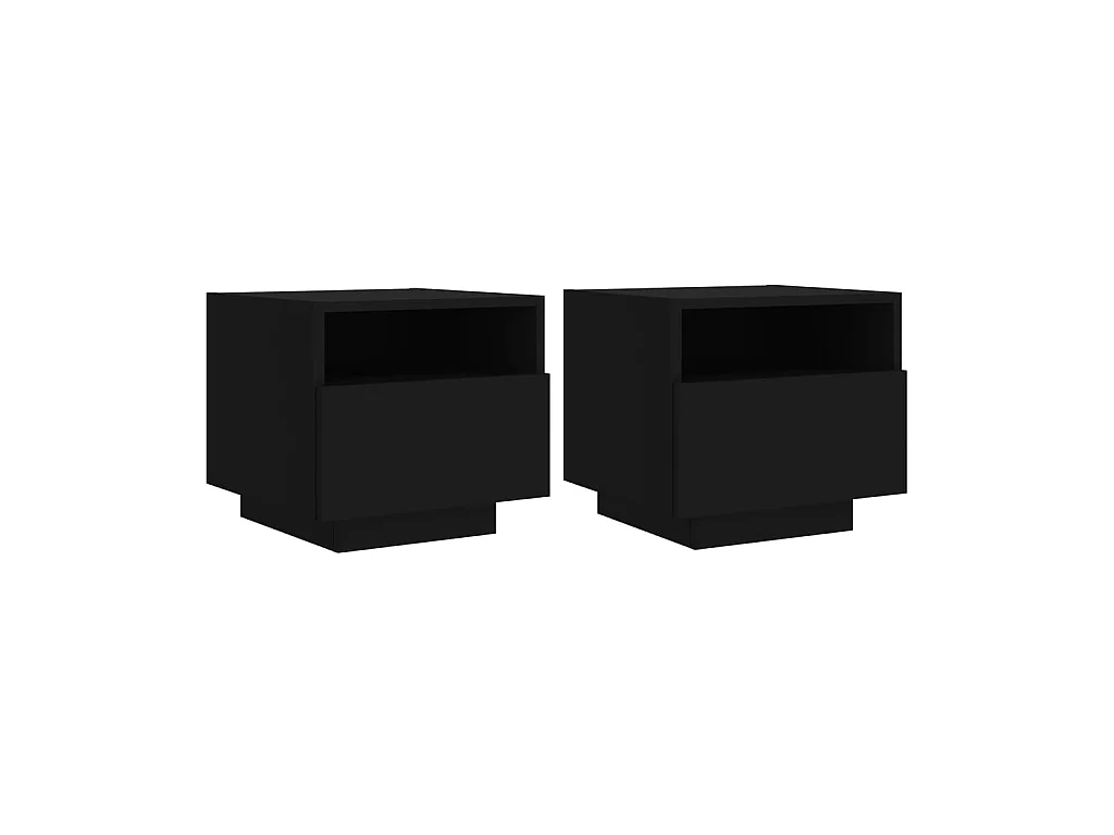 Nachttische mit LED-Leuchten 2 Stück schwarz 40x39x37 cm