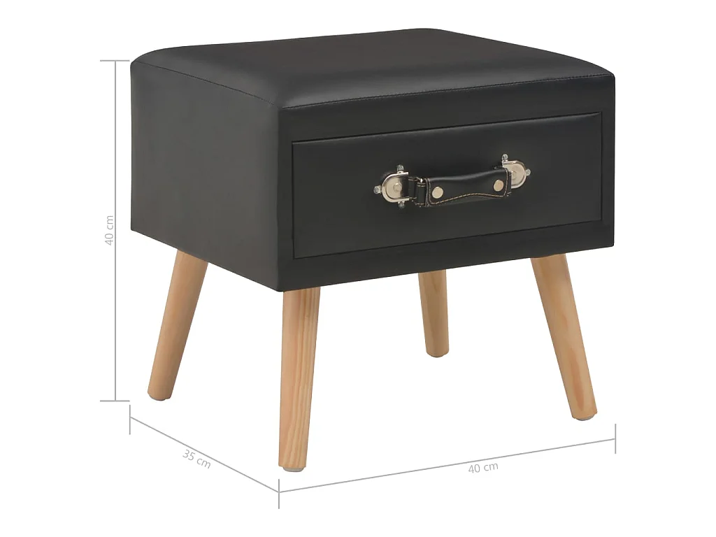 Table de chevet Noir 40x35x40 cm Similicuir