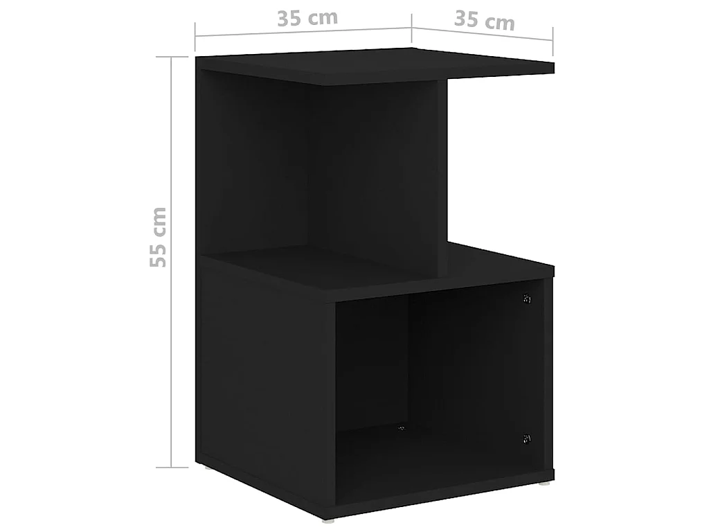 Tables de chevet 2 pcs Noir 35x35x55 cm Aggloméré