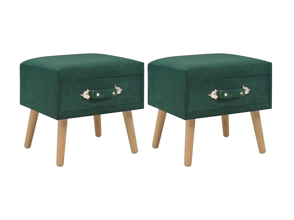 Nachtkastjes 2 stuks Groen 40x35x40 cm Fluweel