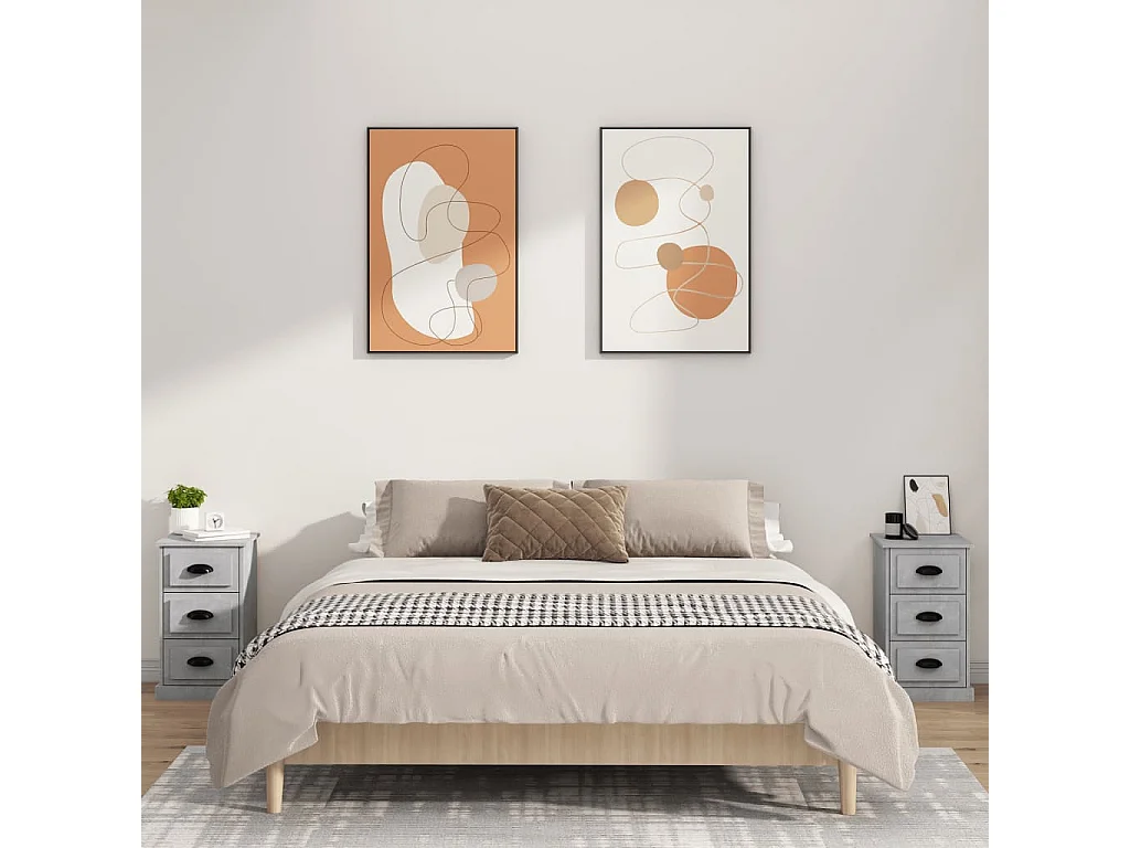 Comodino grigio cemento 39x39x67 cm in derivati del legno