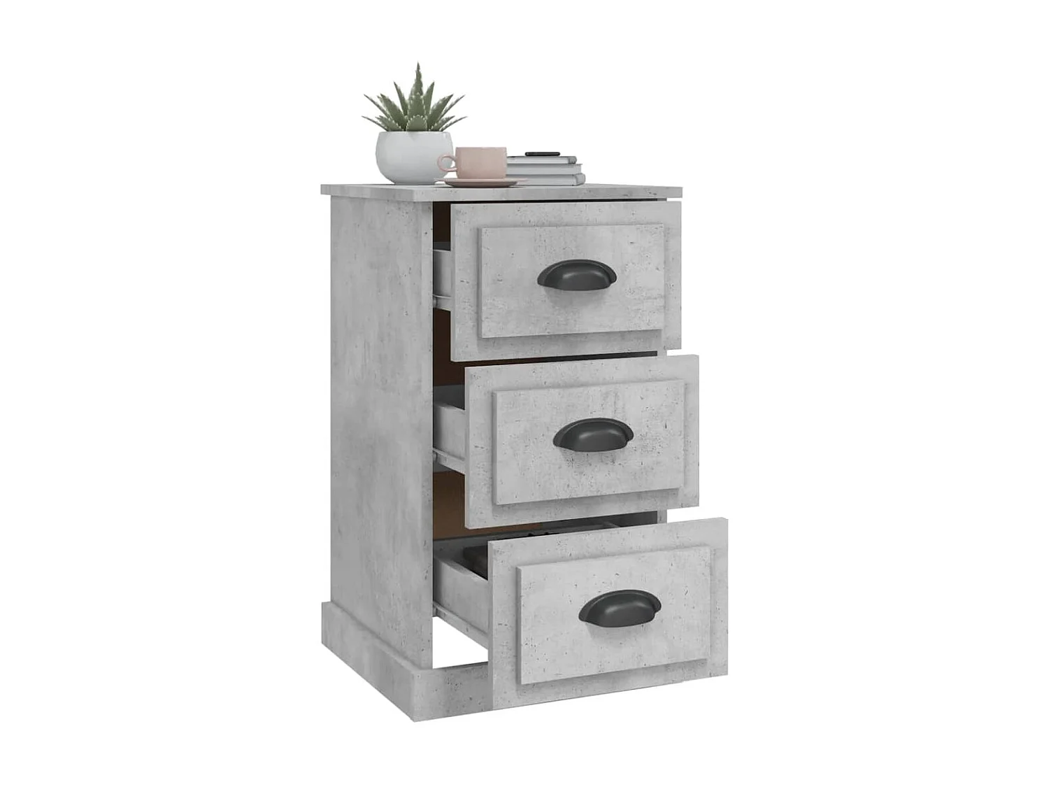 Comodino grigio cemento 39x39x67 cm in derivati del legno