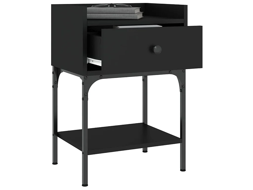 Tables de chevet 2 pcs noir 40,5x31x60 cm bois d’ingénierie
