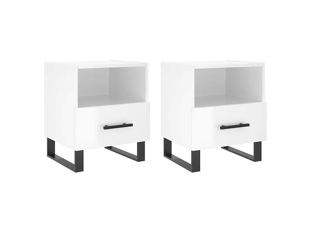 Tables de chevet 2 pcs blanc brillant 40x35x47,5 cm