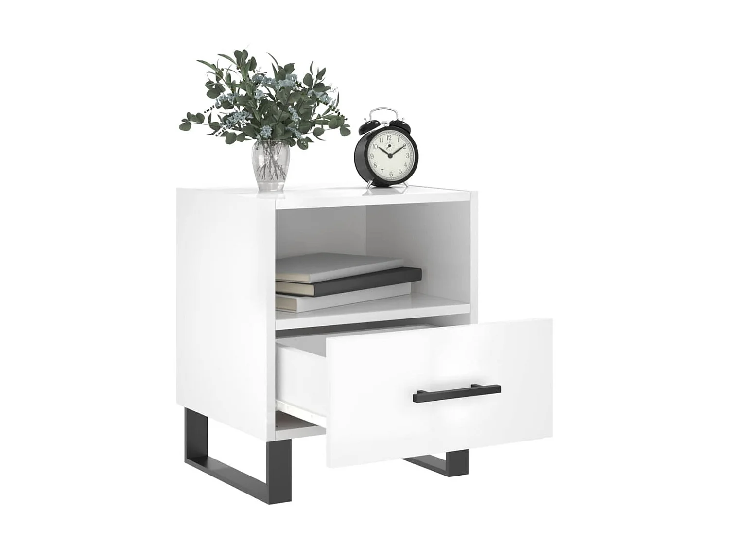 Tables de chevet 2 pcs blanc brillant 40x35x47,5 cm