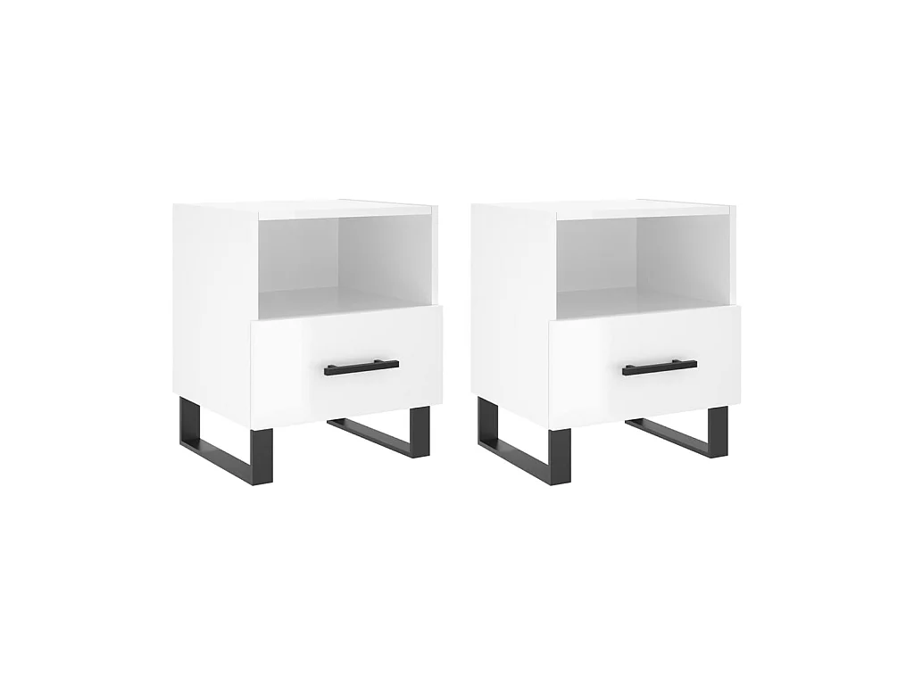 Tables de chevet 2 pcs blanc brillant 40x35x47,5 cm