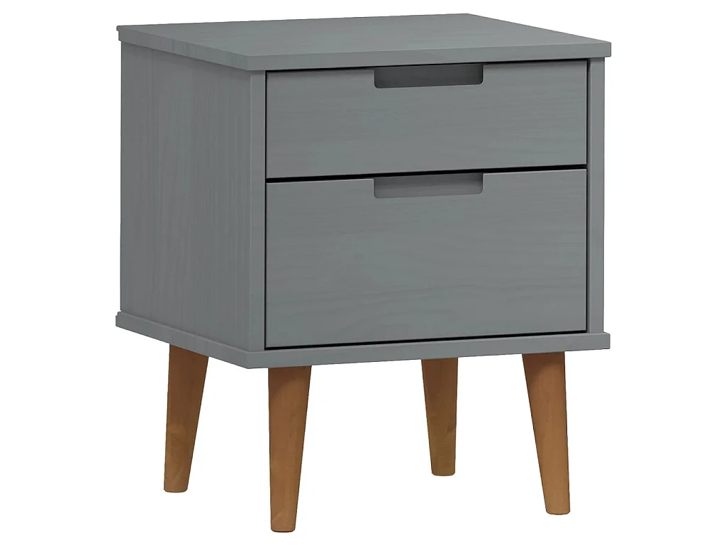 Nachttisch MOLDE Grau 40x35x48 cm Massives Kiefernholz