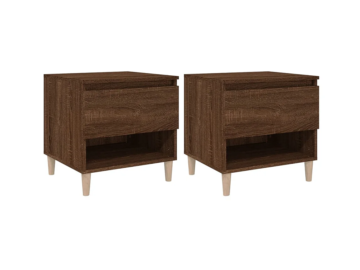 Tables de chevet 2 pcs Chêne brun 50x46x50 cm Bois d’ingénierie
