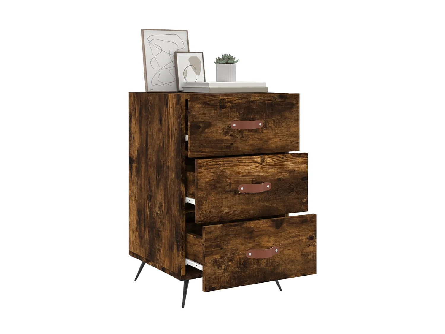 Table de chevet chêne fumé 40x40x66 cm bois d'ingénierie