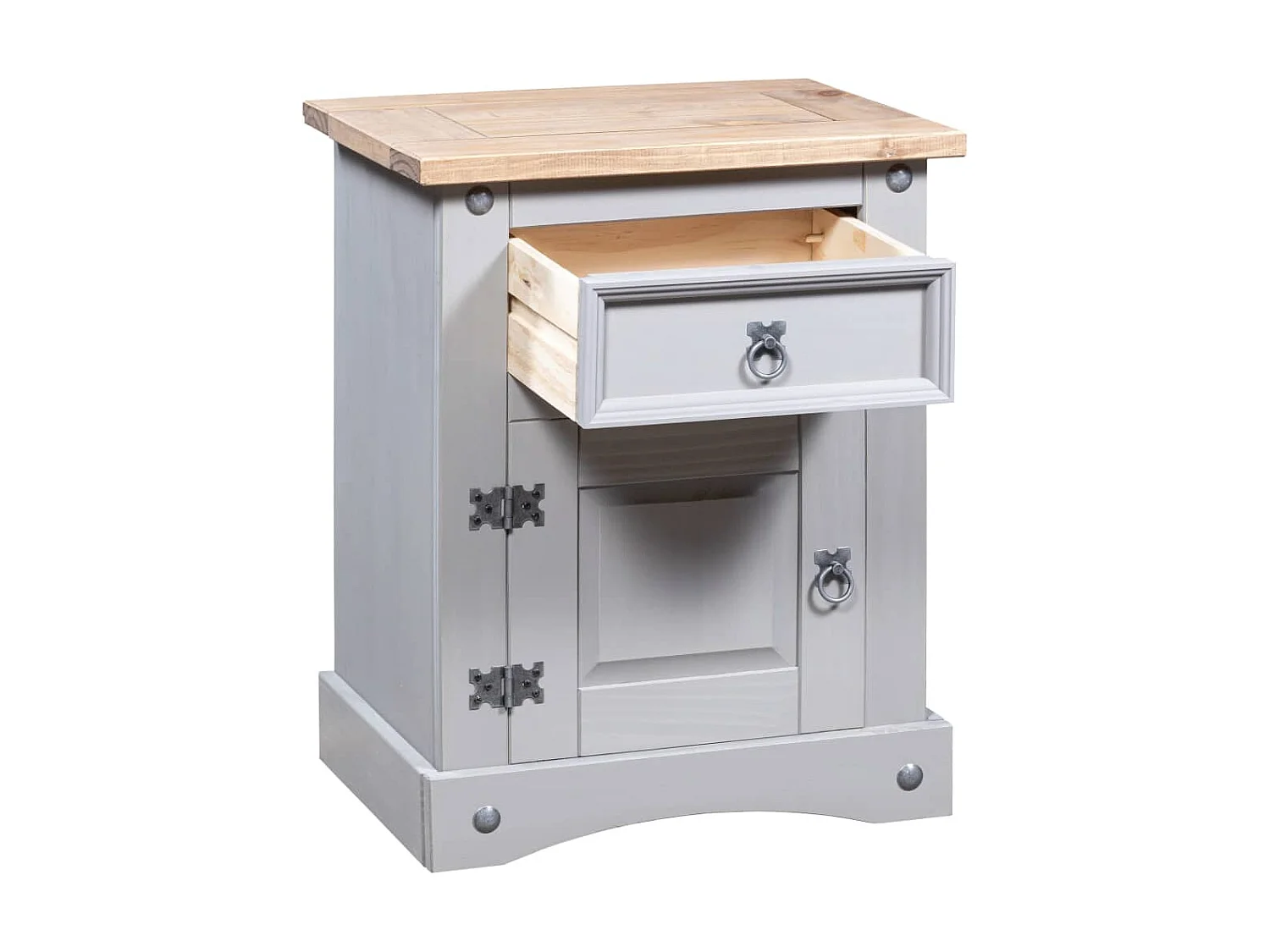 Nachttisch Corona Range Mexikanische Kiefer Grau 53x39x67 cm