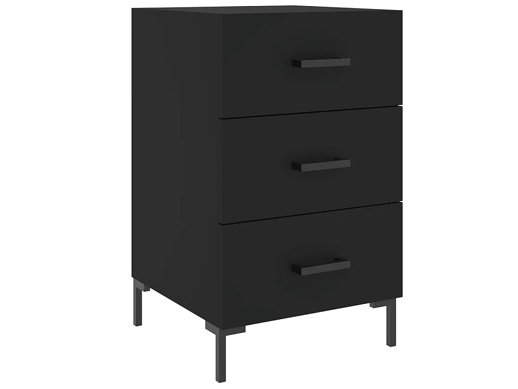 Table de chevet noir 40x40x66 cm bois d'ingénierie