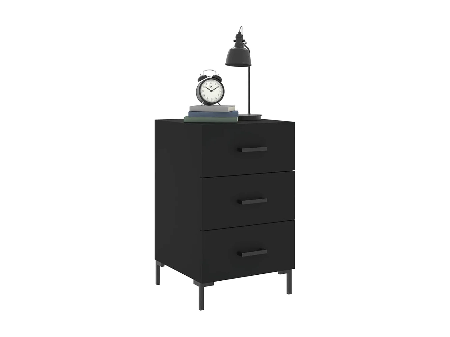 Table de chevet noir 40x40x66 cm bois d'ingénierie