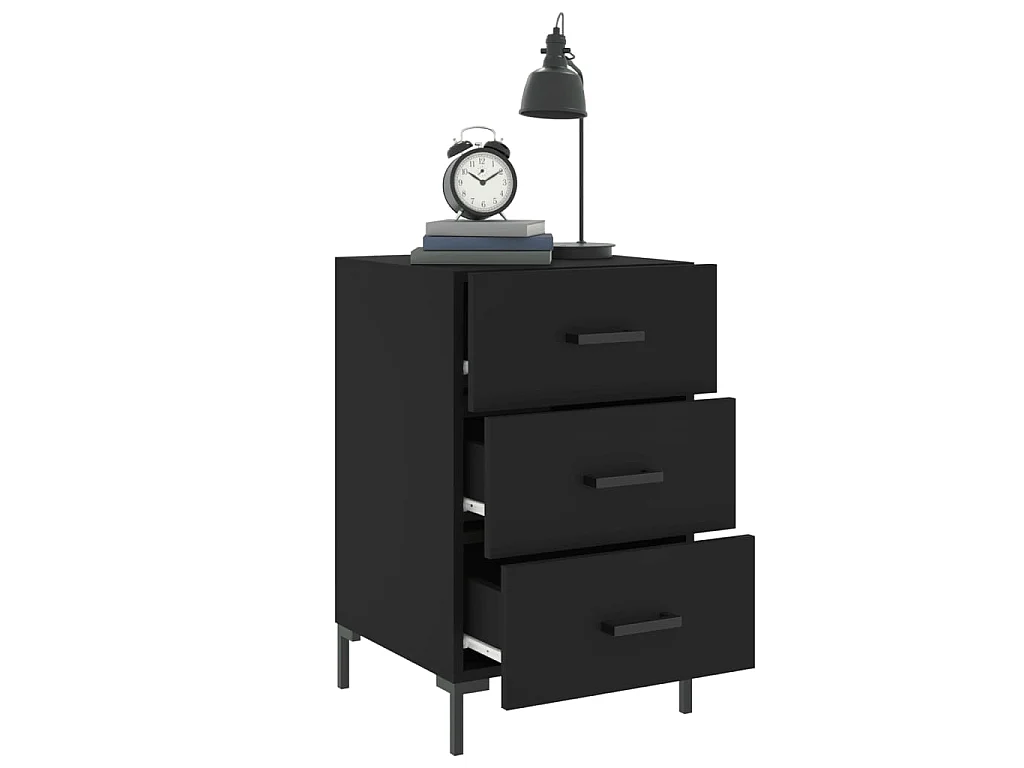 Table de chevet noir 40x40x66 cm bois d'ingénierie