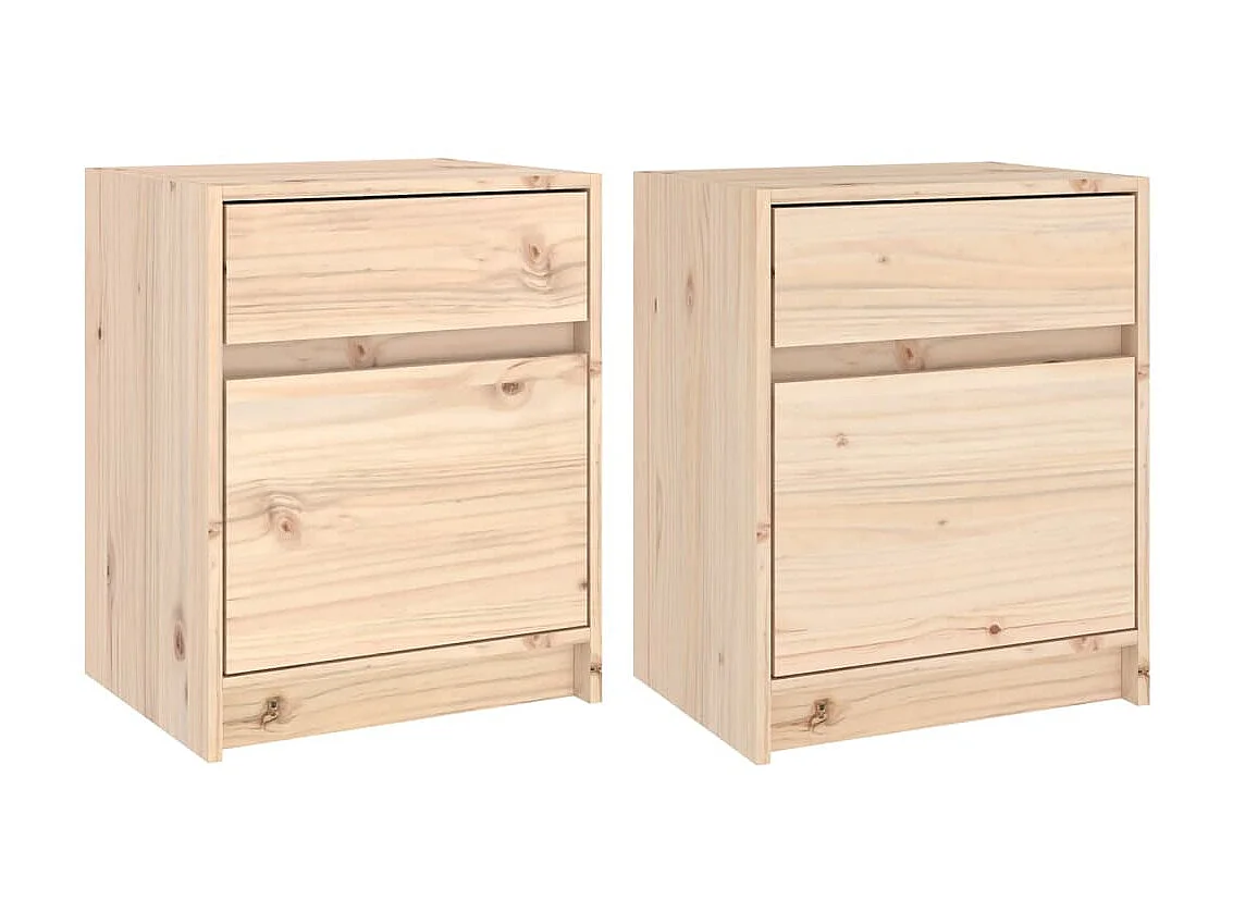 Mesitas de noche 2 piezas 40x31x50 cm madera maciza de pino