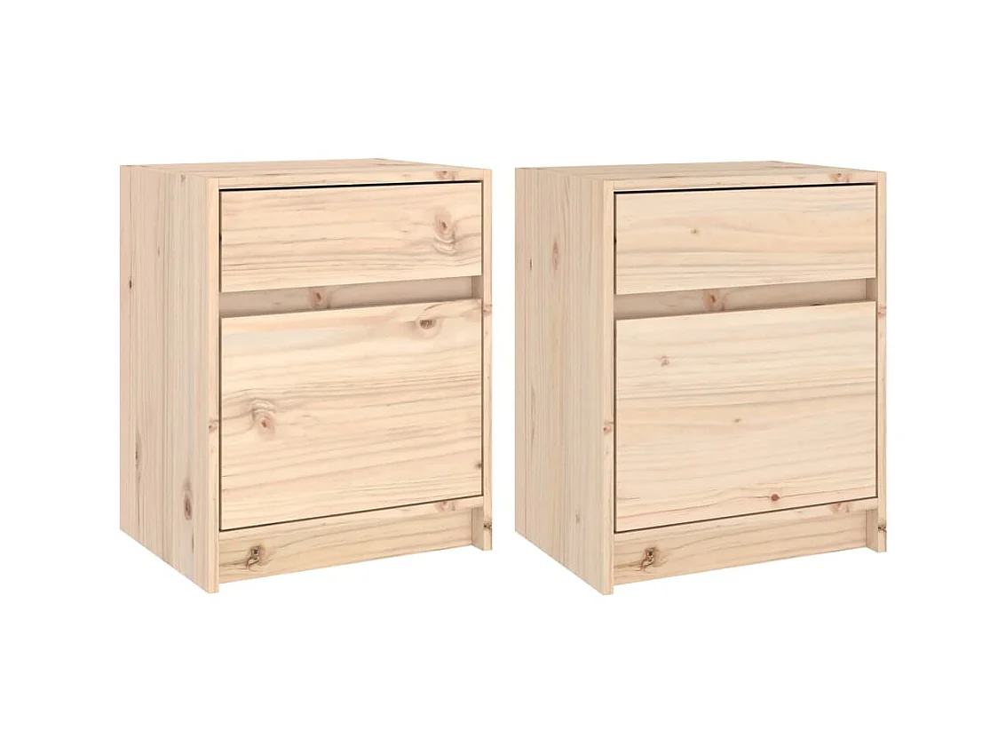 Comodini 2 pz 40x31x50 cm in legno di pino massiccio