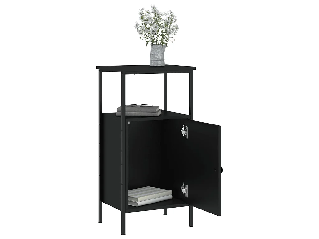 Table de chevet noir 41x31x80 cm bois d’ingénierie