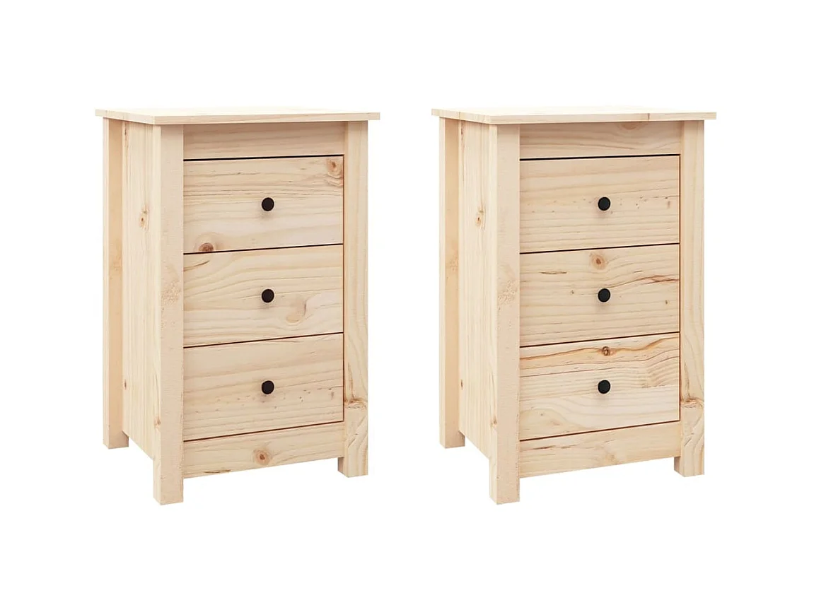 Tables de chevet 2 pcs 40x35x61,5 cm Bois de pin massif