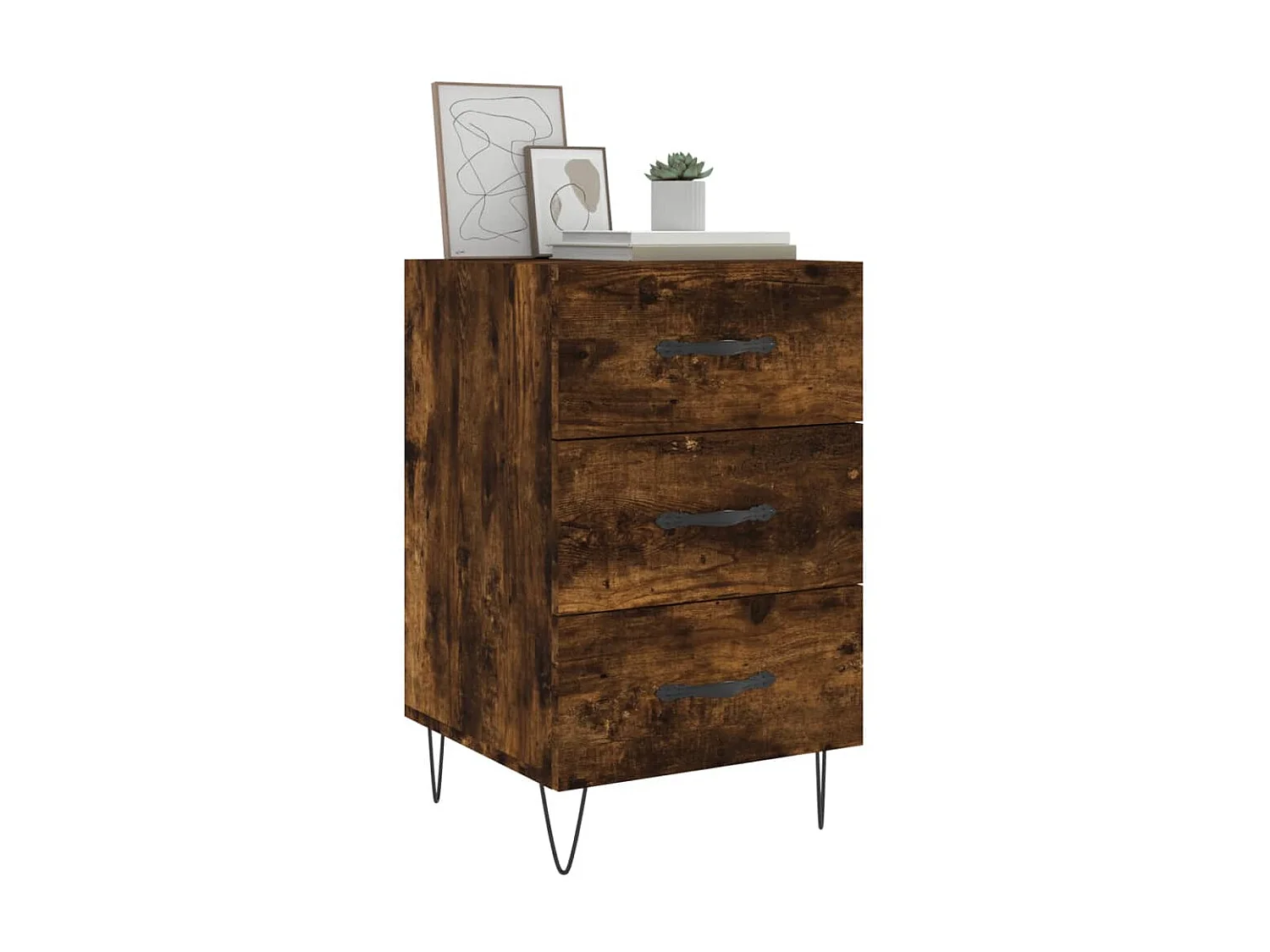 Table de chevet chêne fumé 40x40x66 cm bois d'ingénierie