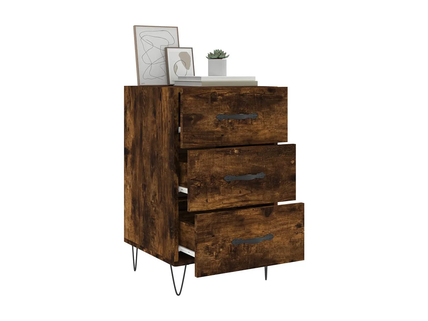 Table de chevet chêne fumé 40x40x66 cm bois d'ingénierie