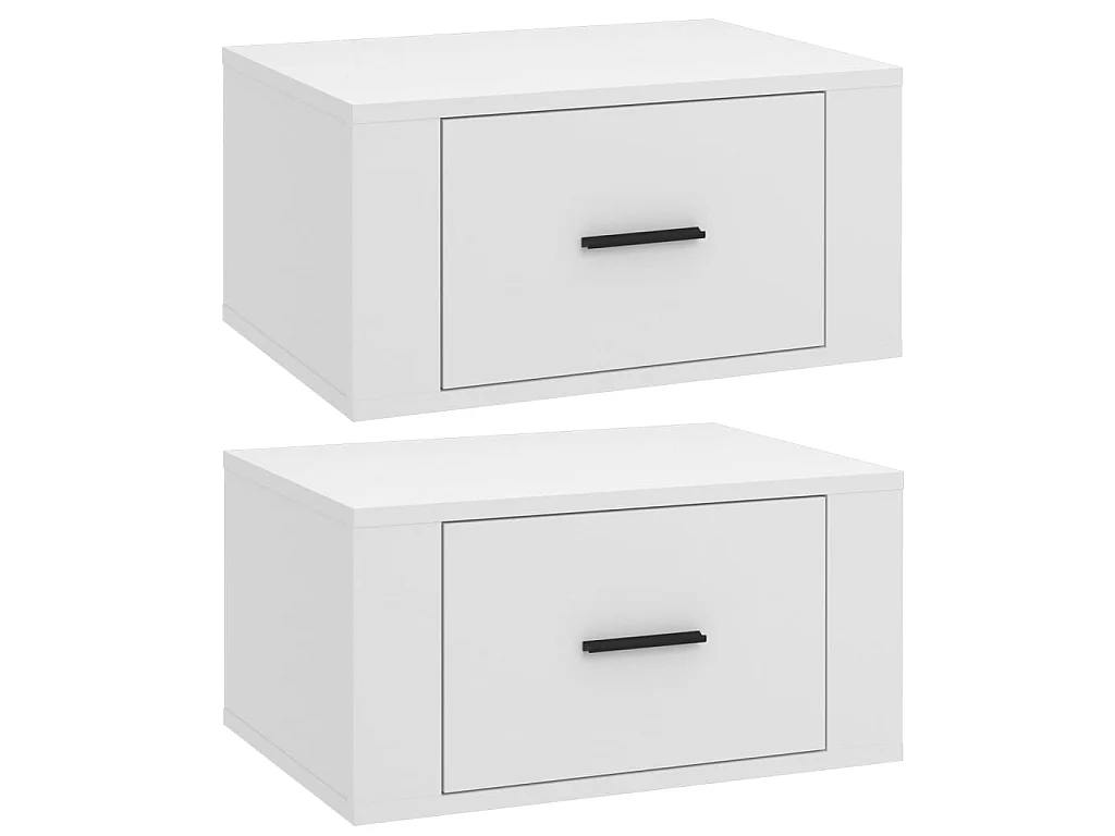 Mesitas de noche de pared 2 uds Blanco 50x36x25 cm