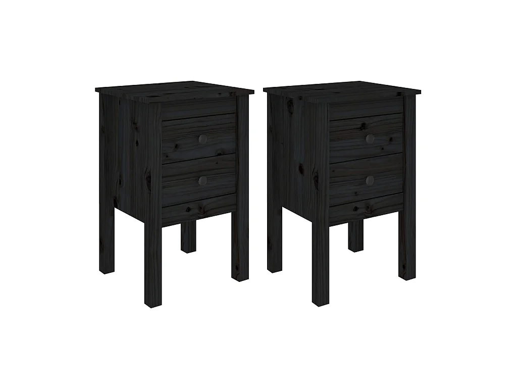 Comodini 2 pz Nero 40x35x61,5 cm Legno di pino massiccio