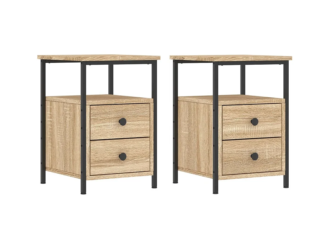 Tables de chevet 2pcs chêne sonoma 34x35,5x50cm bois ingénierie