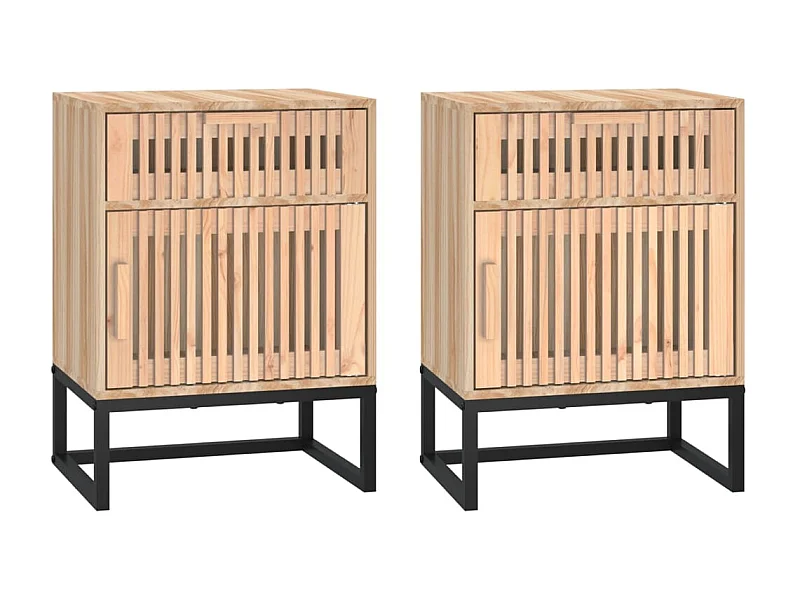 Mesitas de noche 2 piezas 40x30x55,5 cm madera contrachapada y hierro