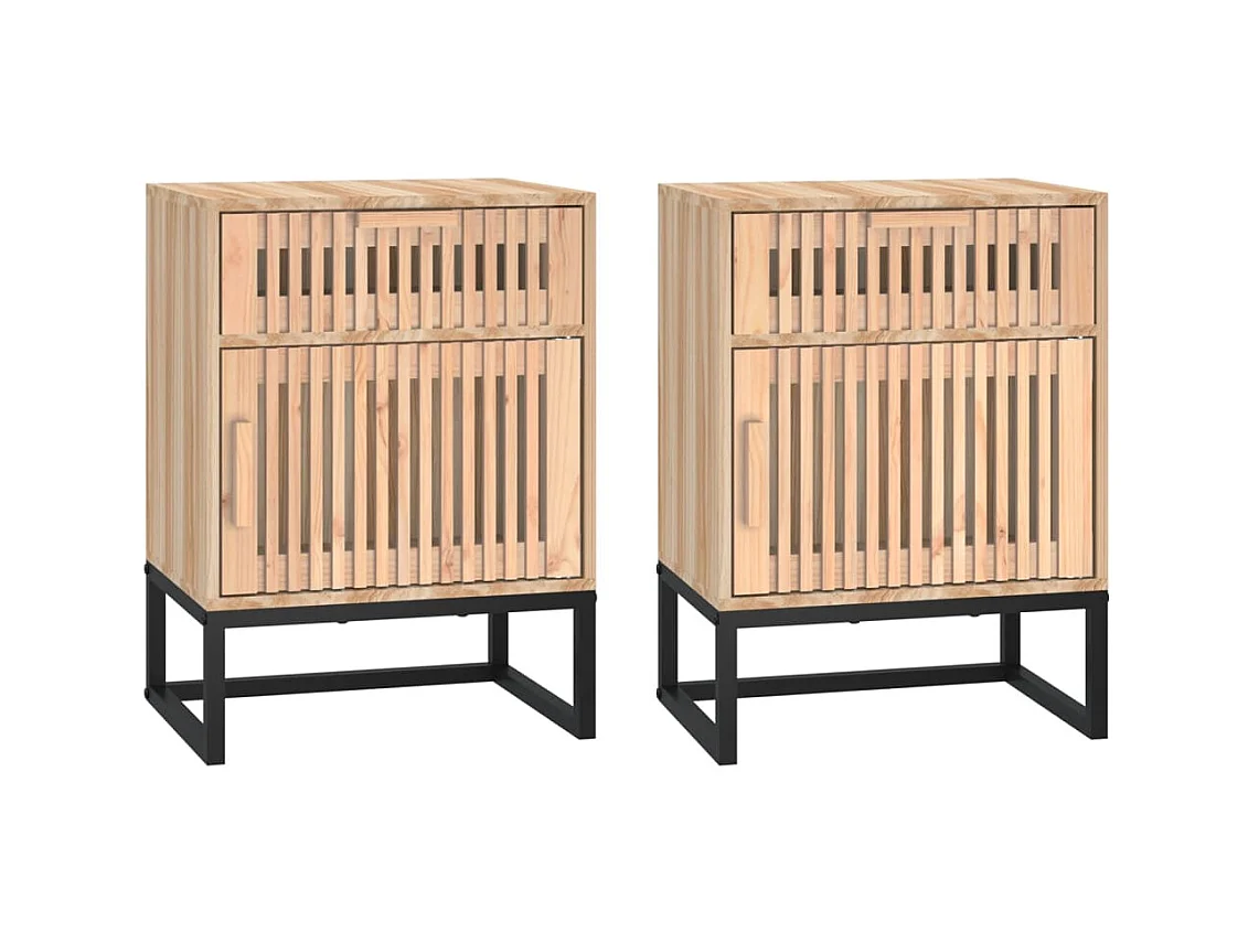 Tables de chevet 2 pcs 40x30x55,5 cm bois ingénierie et fer