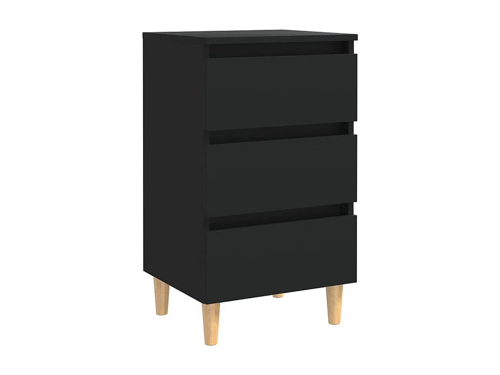 Table de chevet avec pieds en bois Noir 40x35x69 cm
