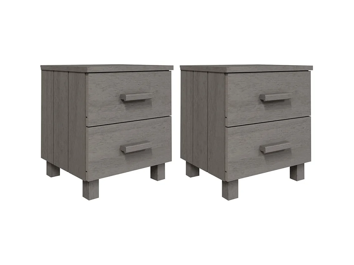 Comodini HAMAR 2 pezzi Grigio chiaro 40x35x44,5 cm Legno massello