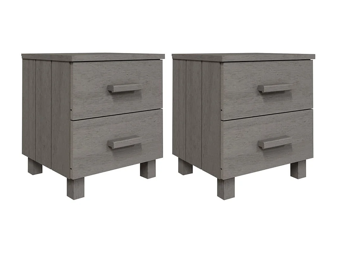 Tables de chevet HAMAR 2pcs Gris clair 40x35x44,5cm Bois massif