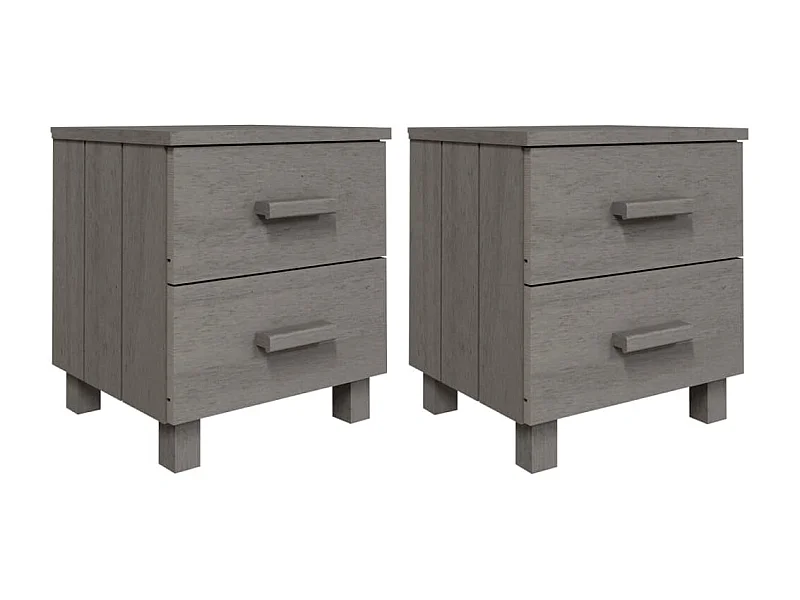 Tables de chevet HAMAR 2pcs Gris clair 40x35x44,5cm Bois massif