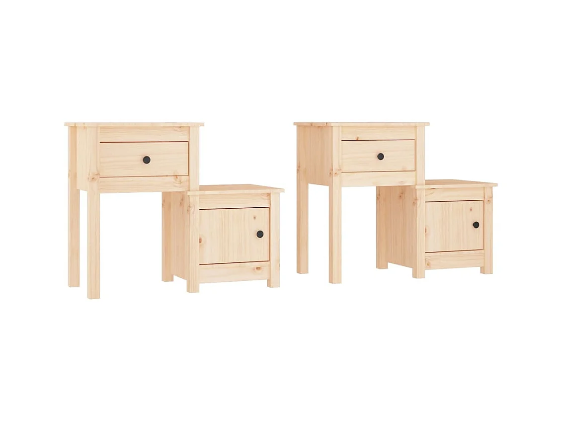 Nachttische 2 Stück 79,5x38x65,5 cm Massives Kiefernholz