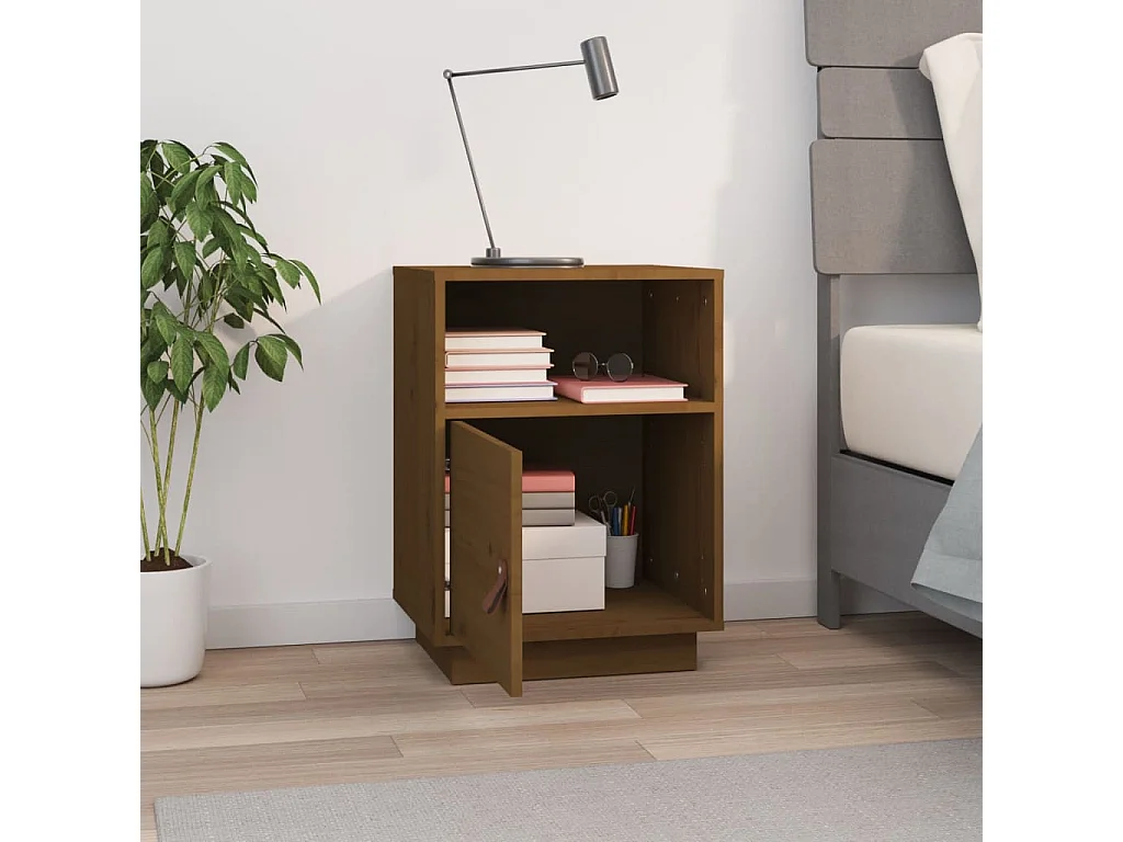 Table de chevet Marron miel 40x34x55 cm Bois de pin massif