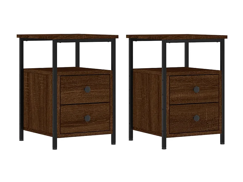 Comodini 2 pezzi in rovere marrone 34x35,5x50 cm in MDF