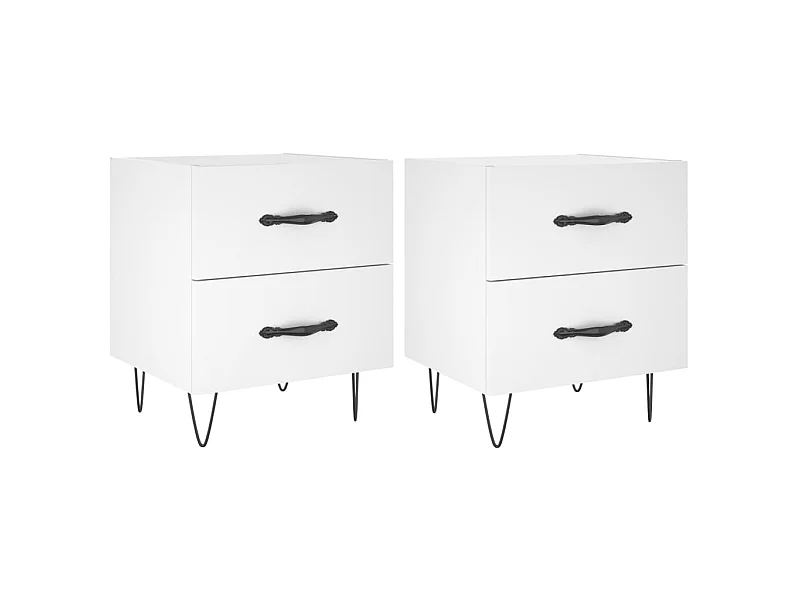 Tables de chevet 2 pcs blanc 40x35x47,5 cm bois d’ingénierie