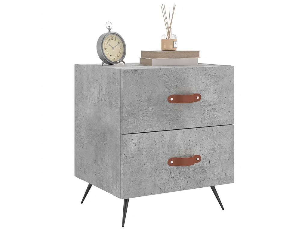 Tables de chevet 2pcs gris béton 40x35x47,5cm bois d’ingénierie