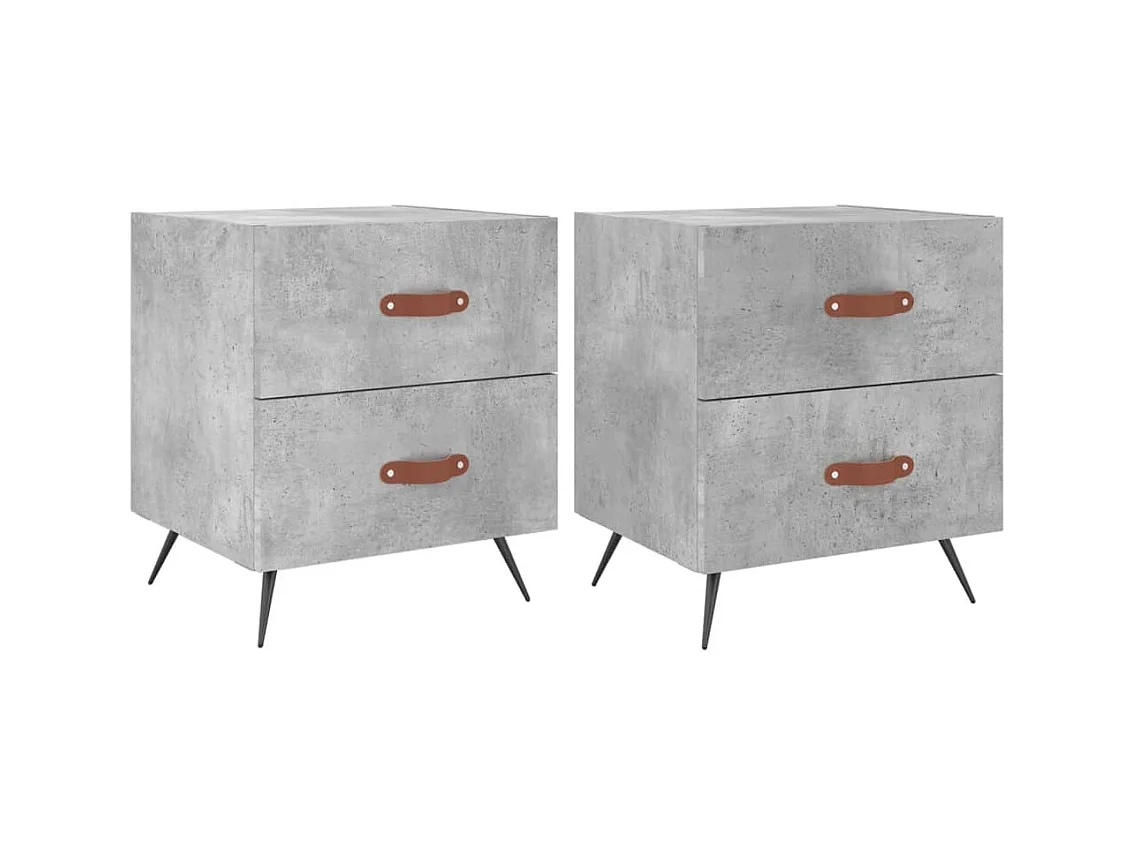 Nachtkastjes 2st betongrijs 40x35x47,5cm samengesteld hout