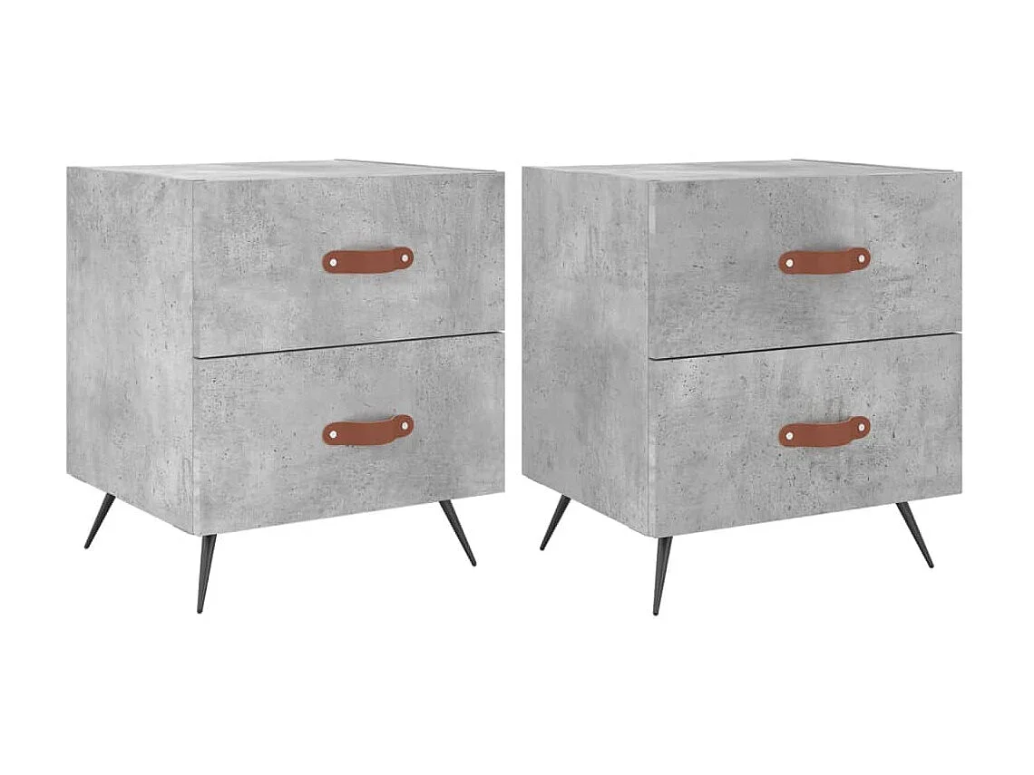 Comodini 2 pezzi grigio cemento 40x35x47,5 cm in MDF