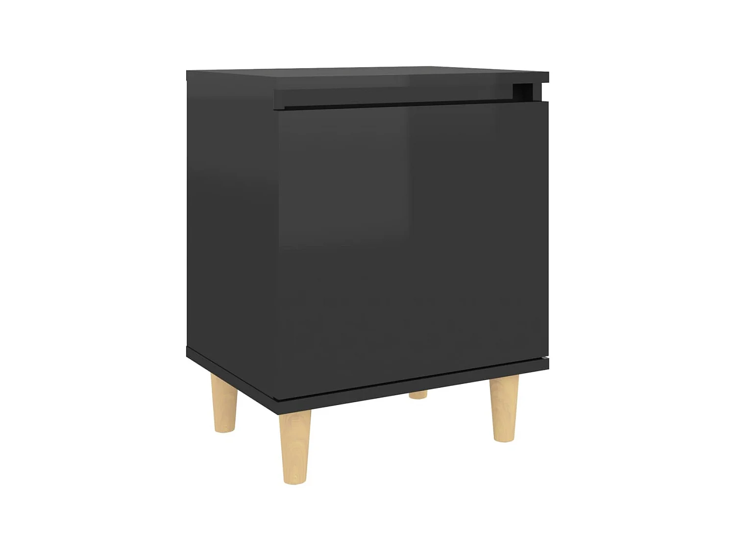 Table de chevet avec pieds en bois Noir brillant 40x30x50 cm