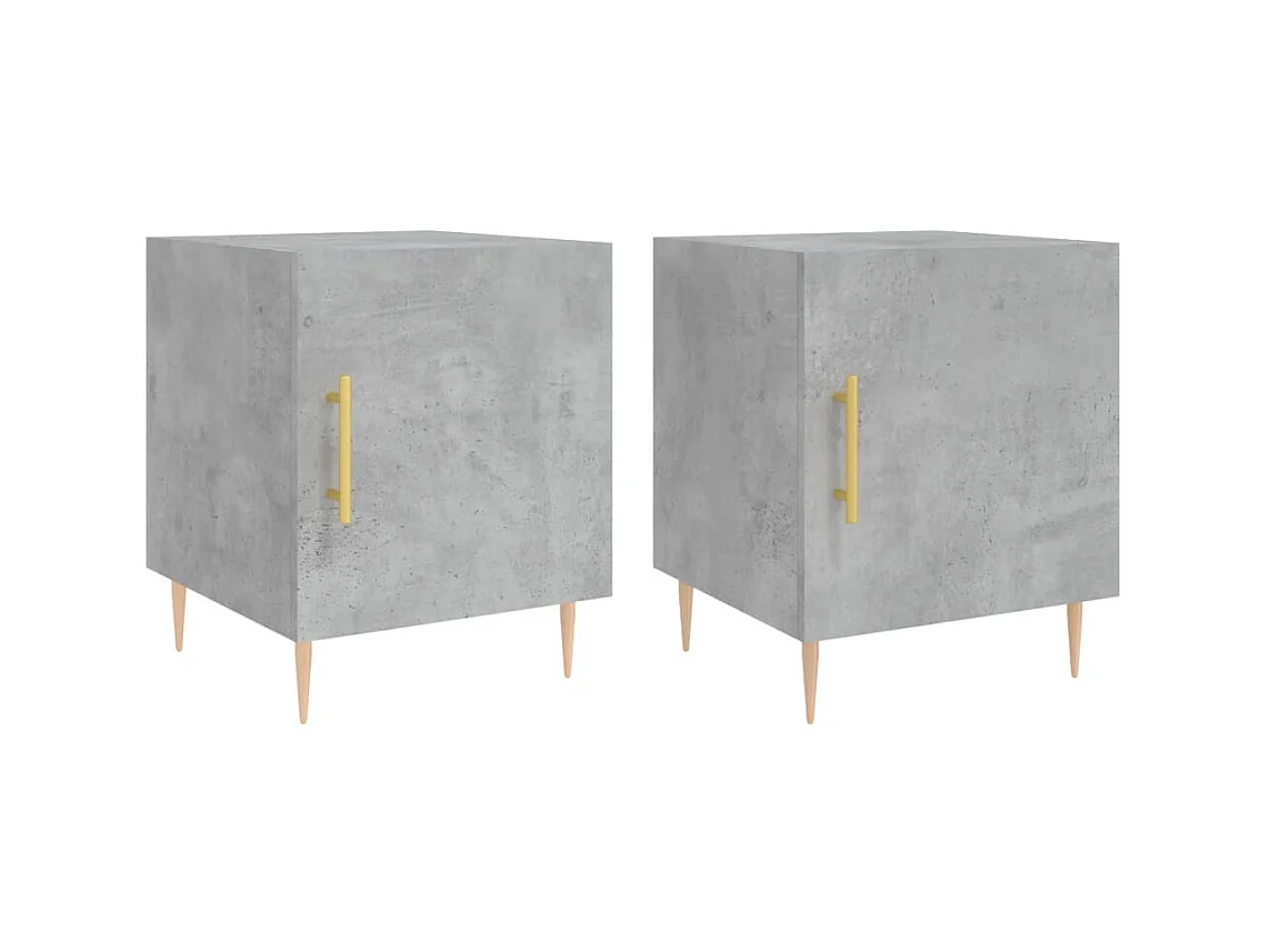 Comodini 2 pezzi grigio cemento 40x40x50 cm in multistrato