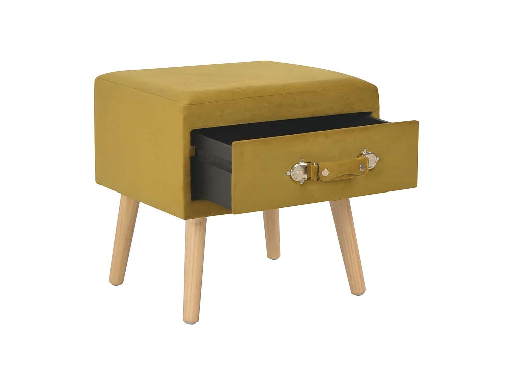 Table de chevet Moutarde 40x35x40 cm Velours