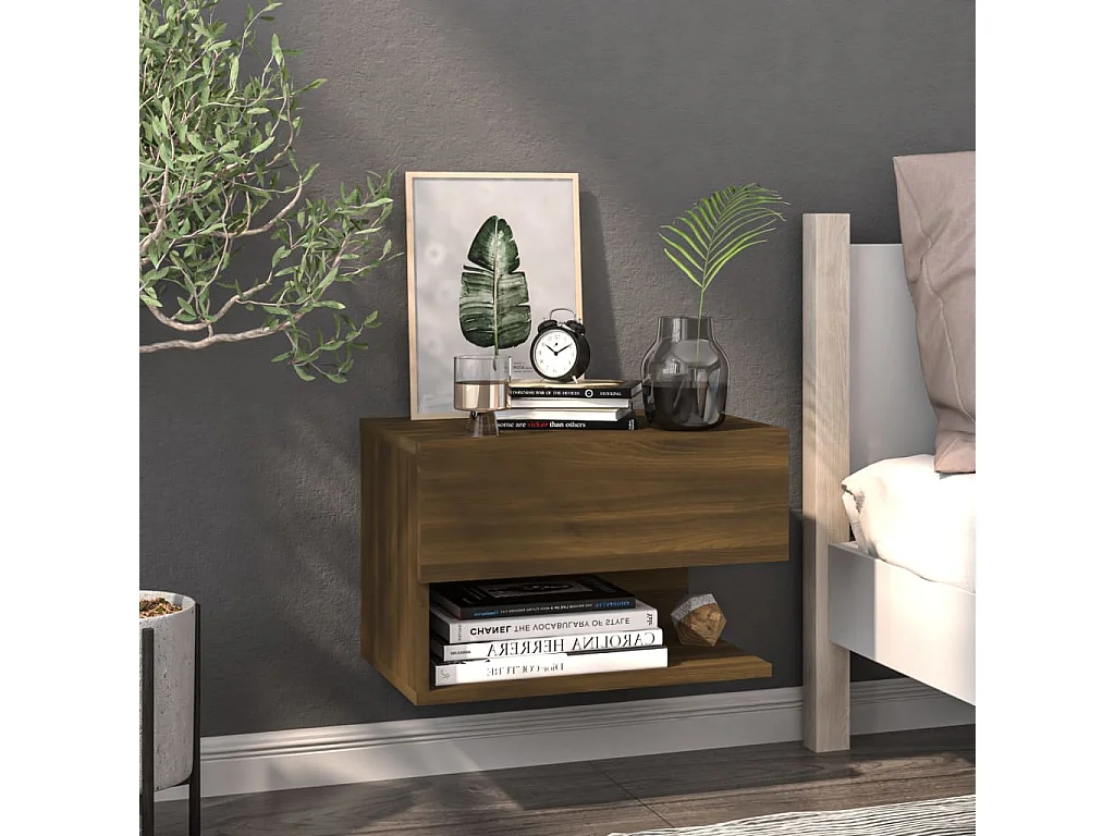 Comodini sospesi 2 pz. Rovere marrone