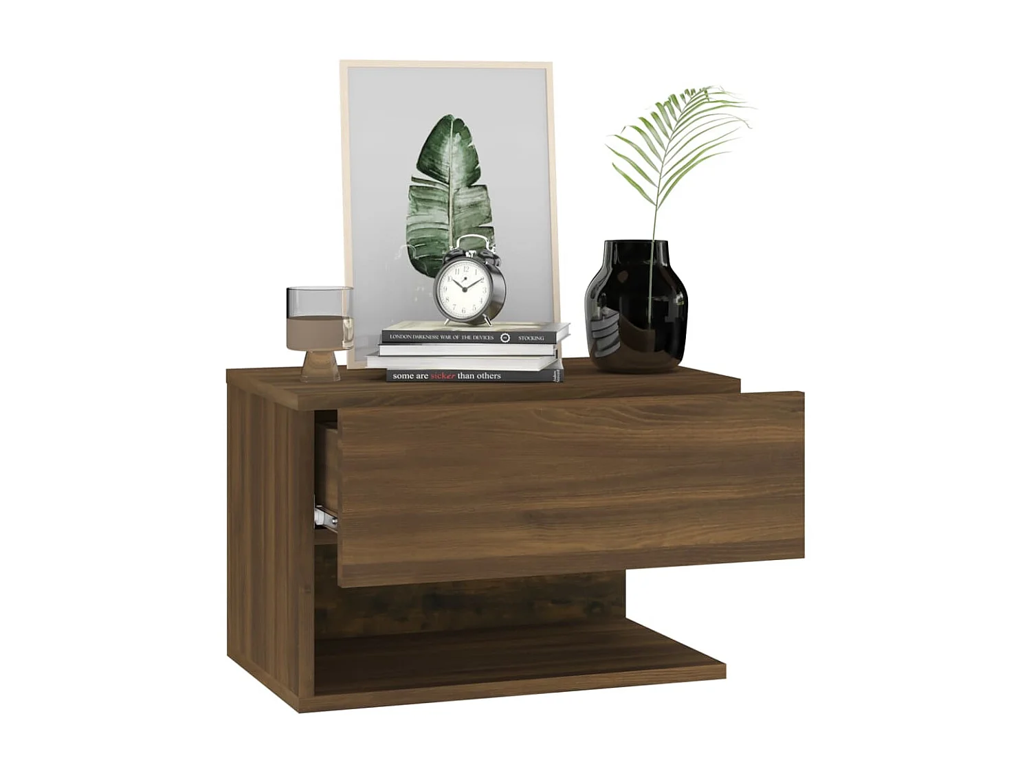 Comodini sospesi 2 pz. Rovere marrone