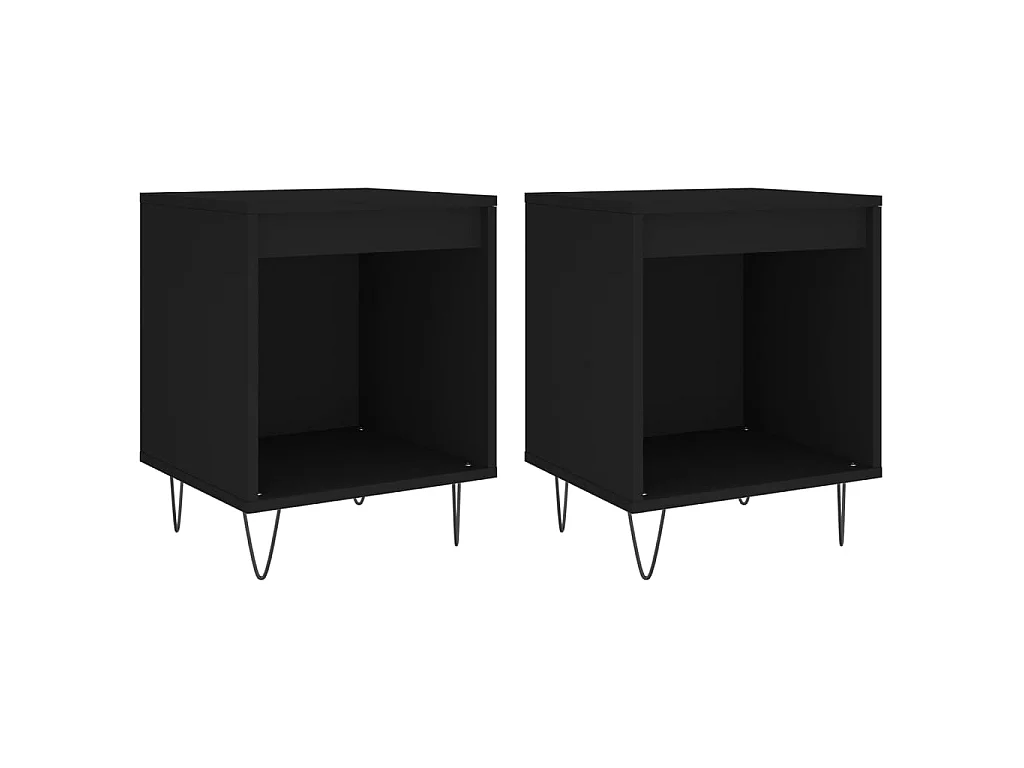 Mesitas de noche 2 piezas madera contrachapada negra 40x35x50 cm